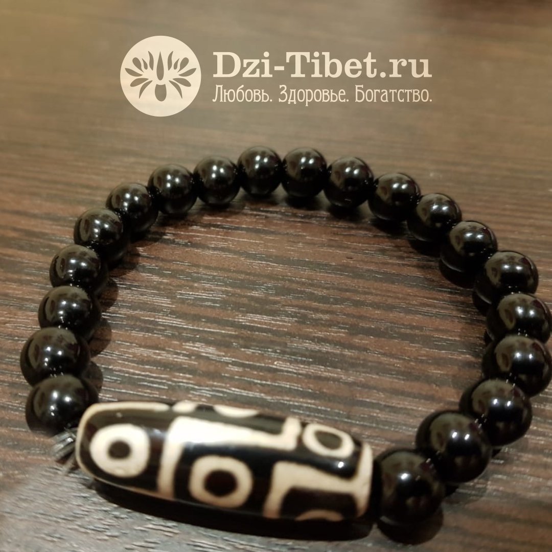 ☯ Только Агат • Бусины Дзи из Тибета - Браслет с бусиной дзи